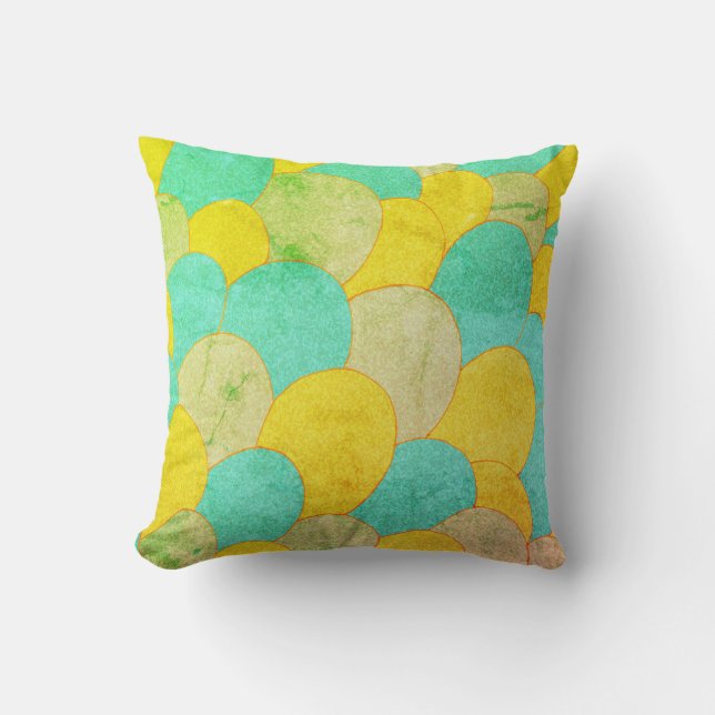 Vintage Mermaid Scales Throw Pillow (Front)