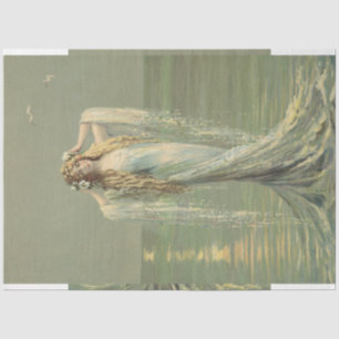 Vintage Mermaid Sea Nymph Poster Wall Art Antique Tissue Paper