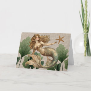 Vintage Mermaid & Sea Star Thank You Card