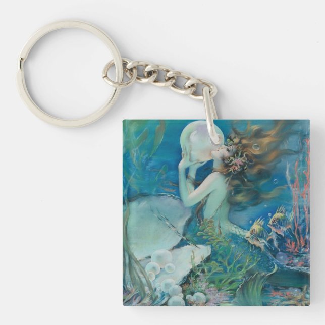 Vintage Mermaid with Pearl Keychain (Front)