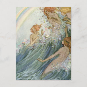 Vintage - Mermaids and a Rainbow, Postcard