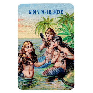 Vintage Mermaids Illustration cabin door marker Magnet