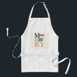 Vintage merry and bright colourful Christmas Standard Apron<br><div class="desc">Elegant vintage graphic typography merry chritsmas apron in fun festive brights. Part of a bold fun holiday collection.</div>