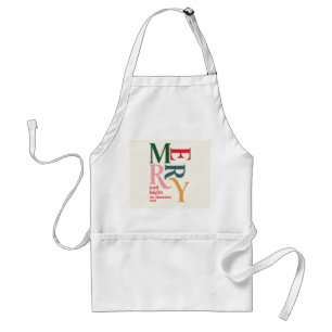 Vintage merry and bright colourful Christmas Standard Apron