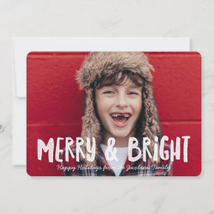Vintage Merry & Bright Holiday Photo Card