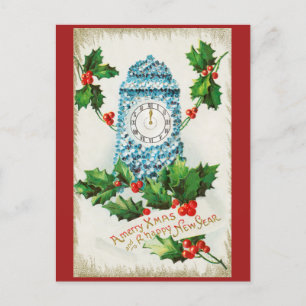 Vintage Merry Christmas and Happy New Year  Postcard