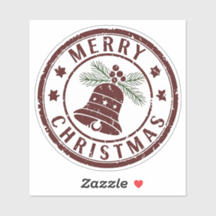 Vintage Merry Christmas Bell Stamp Design