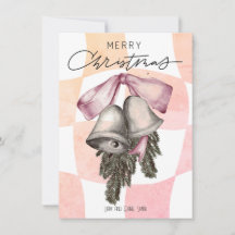 Vintage Merry Christmas Bells Bows Christmas