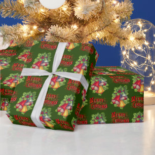Vintage "Merry Christmas" Bells Wrapping Paper