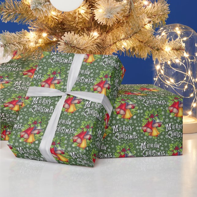 Vintage "Merry Christmas" Bells Wrapping Paper (Holidays)