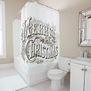 Vintage Merry Christmas Blessing Shower Curtain