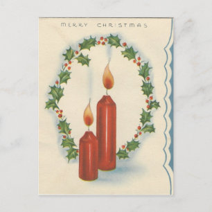 Vintage "Merry Christmas" Candles Card