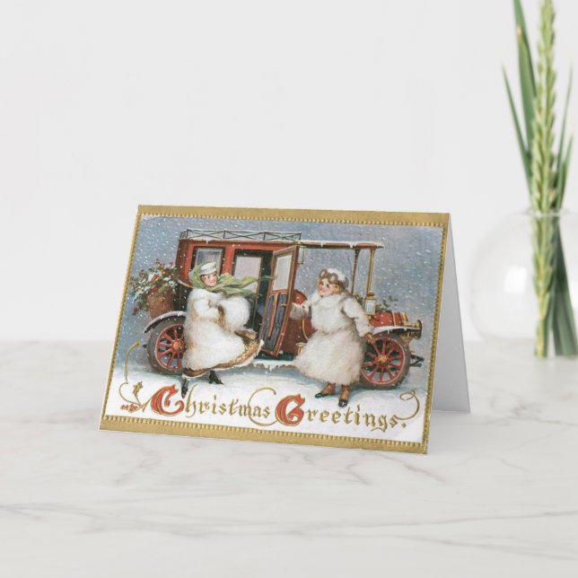 Vintage Merry Christmas Card  - Old Car Clubs (Front)