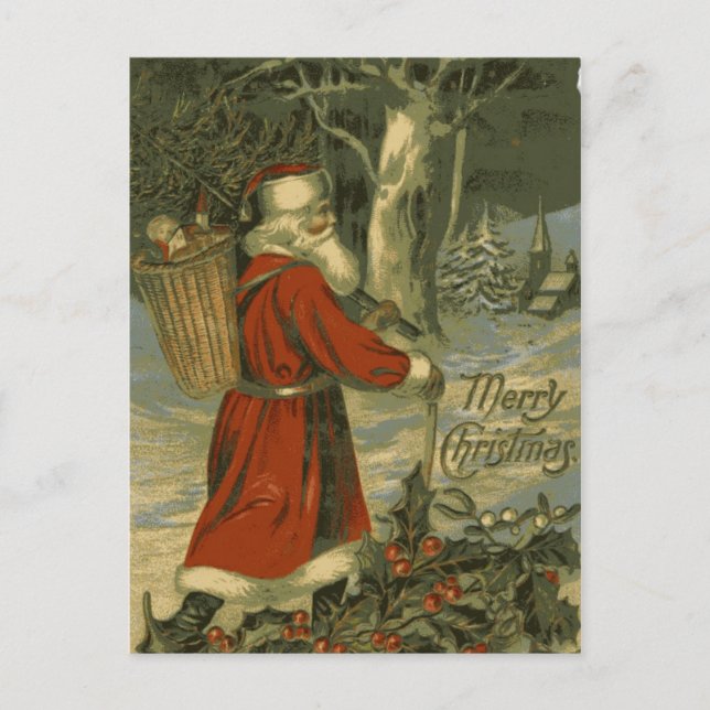 Vintage Merry Christmas Card St Nick (Front)