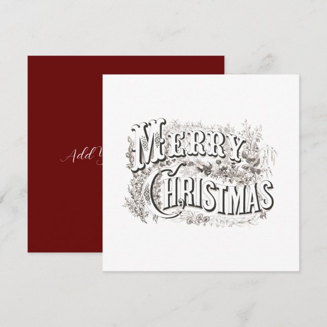 VINTAGE "MERRY CHRISTMAS" CARTE DE RECONNAISSANCE  (Devant / Derrière)