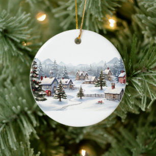 Vintage Merry Christmas Ceramic Ornament