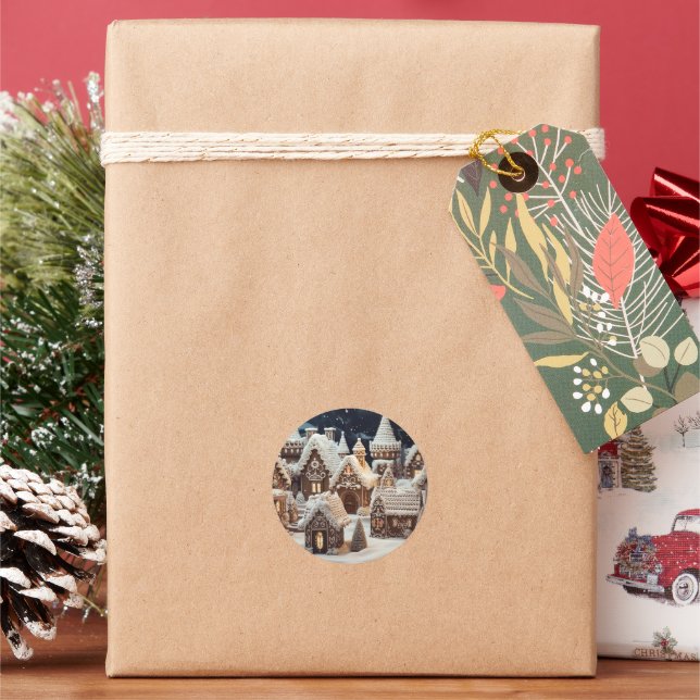 Vintage Merry Christmas Classic Round Sticker (Holiday)