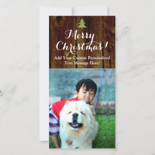 Vintage Merry Christmas Country Planks Vertical Holiday Card