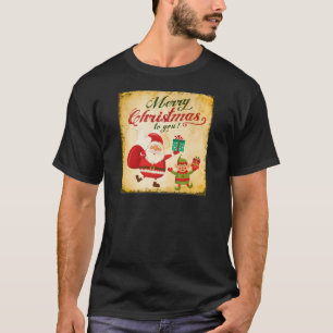 Vintage Merry Christmas Daning Santa and Elf T-Shirt
