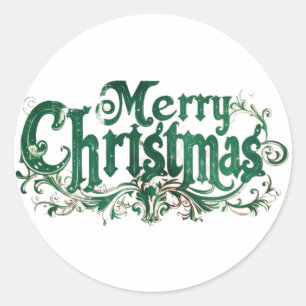 Vintage Merry Christmas design2 Classic Round Sticker