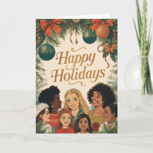 Vintage Merry Christmas Family New Year Message Card