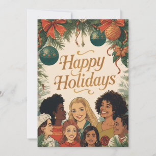 Vintage Merry Christmas Family New Year Message Holiday Card