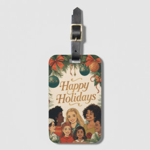 Vintage Merry Christmas Family New Year Message Luggage Tag