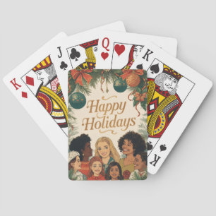 Vintage Merry Christmas Family New Year Message Playing Cards