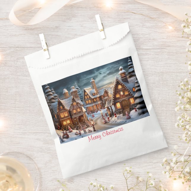 Vintage Merry Christmas Favour Bag (Clipped)