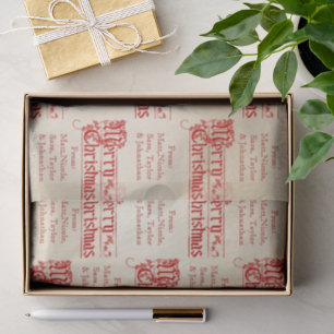 Vintage Merry Christmas From Personalize It Custom Tissue Paper