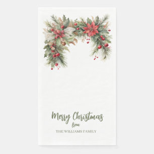 Vintage Merry Christmas Garland Paper Guest Towels Napkin