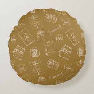 vintage merry christmas  gift box pattern round pillow