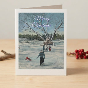 Vintage Merry Christmas Hand Scribble Personalize Card