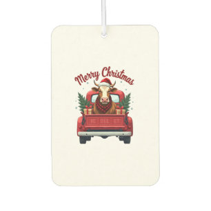 Vintage Merry Christmas Highland Cow Red Truck Hol Air Freshener