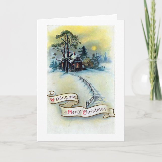 Vintage Merry Christmas Holiday Card (Front)