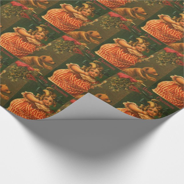 Vintage Merry Christmas Holiday Wrapping Paper (Corner)