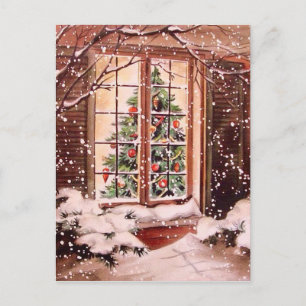 Vintage Merry Christmas House Holiday Postcard