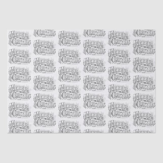 Vintage Merry Christmas Illustration from 1876 Tissue Paper (Front)