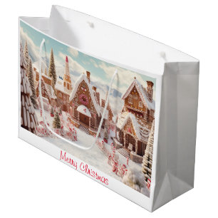 Vintage Merry Christmas Large Gift Bag