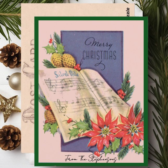 Vintage Merry Christmas Music Custom Name Postcard (Creator Uploaded)