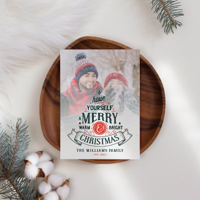 Vintage Merry Christmas Photo Holiday Card (Creator Uploaded)