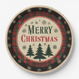 Vintage Merry Christmas Photo Paper Plates