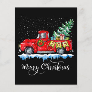 Vintage Merry Christmas Red Truck Old Fashioned Ch