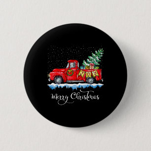 Vintage Merry Christmas Red Truck Old Fashioned Ch 2 Inch Round Button