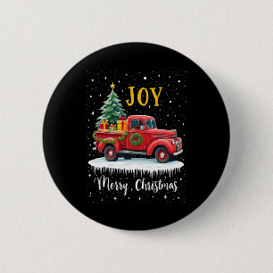 Vintage Merry Christmas Red Truck Old Fashioned Ch 2 Inch Round Button