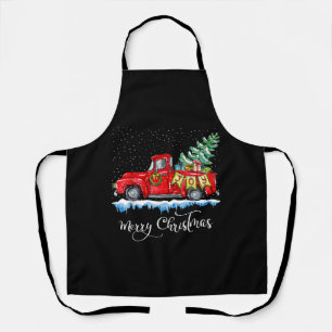 Vintage Merry Christmas Red Truck Old Fashioned Ch Apron