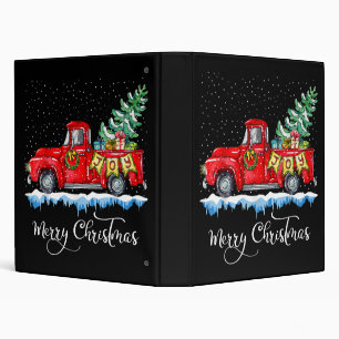 Vintage Merry Christmas Red Truck Old Fashioned Ch Binder