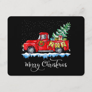 Vintage Merry Christmas Red Truck Old Fashioned Ch Invitation