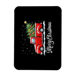 Vintage Merry Christmas Red Truck Old Fashioned Ch Magnet