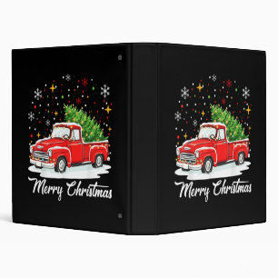 Vintage Merry Christmas Red Truck Santa Tree Famil Binder